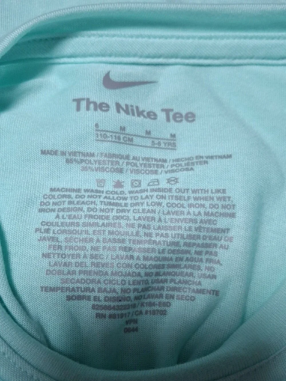 Nike Mint Green Long-Sleeve Tee with Navy Patterned Swoosh